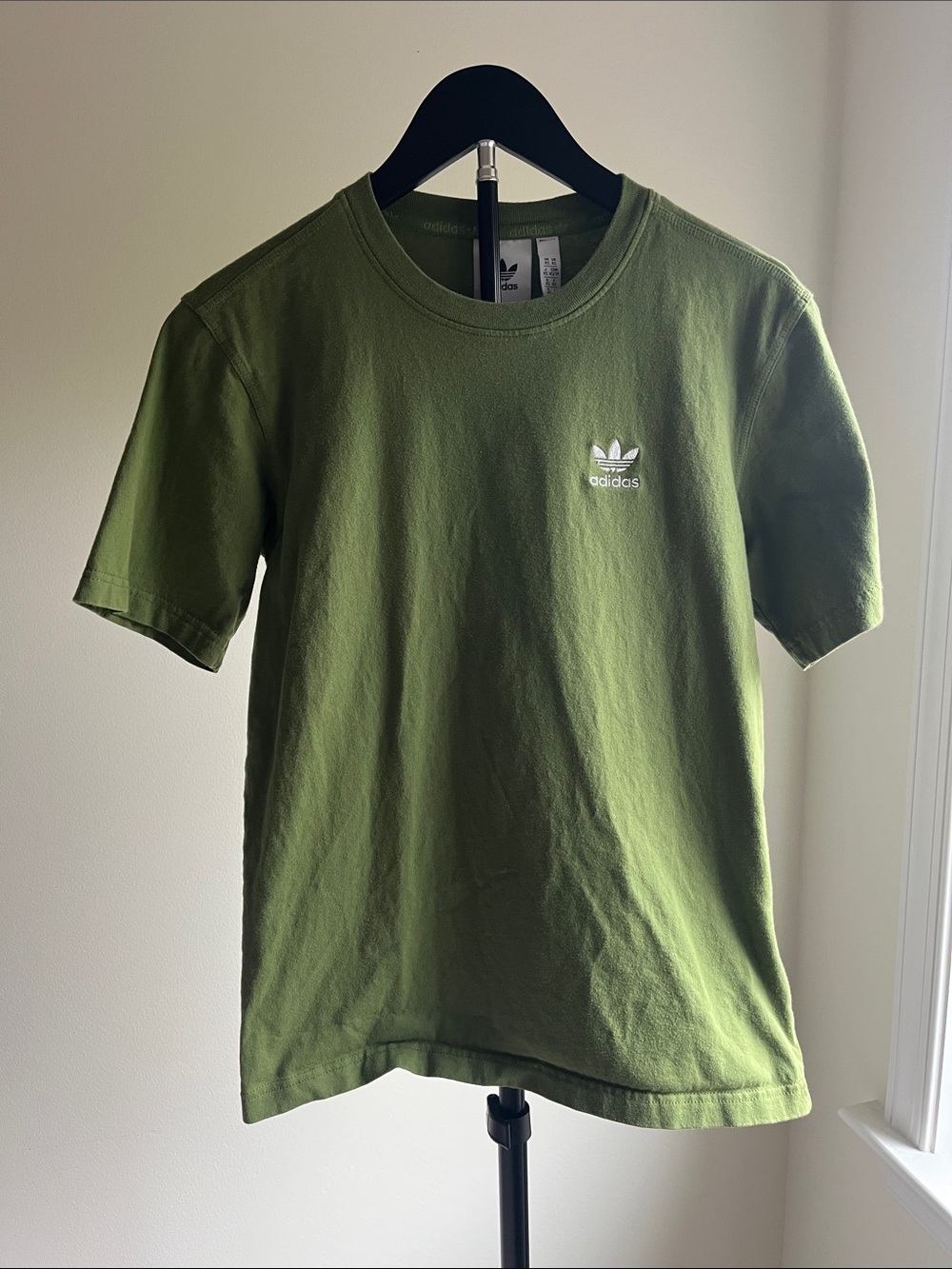 adidas Olive Tee with White Trefoil Logo
